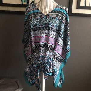 🔥1 hr SALE - Listicle poncho style top, waist tie